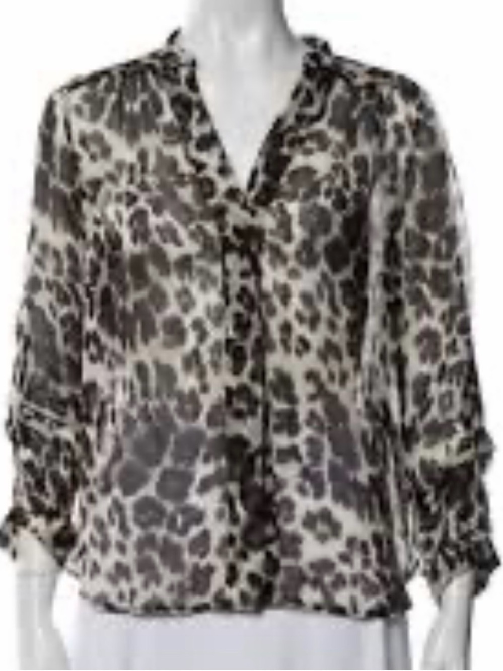 Diane von Furstenberg Leopard Print Silk Sheer Blouse Size 6